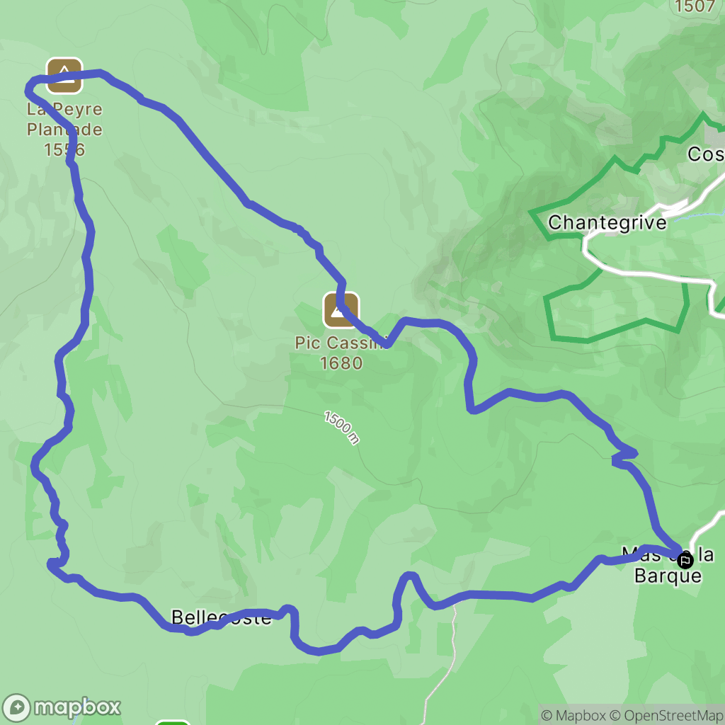 Pont-de-Montvert-Sud-Mont-Lozère : carte du parcours de randonnée - France