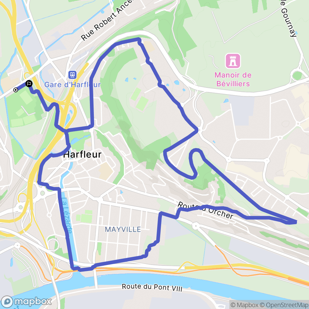 Harfleur : carte du parcours de randonnée - France