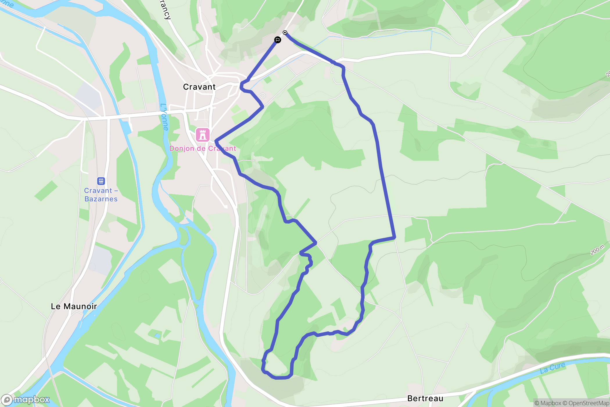 Deux Rivières : carte du parcours de randonnée - France