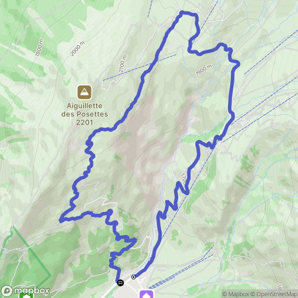 Chamonix-Mont-Blanc : carte du parcours de randonnée - France