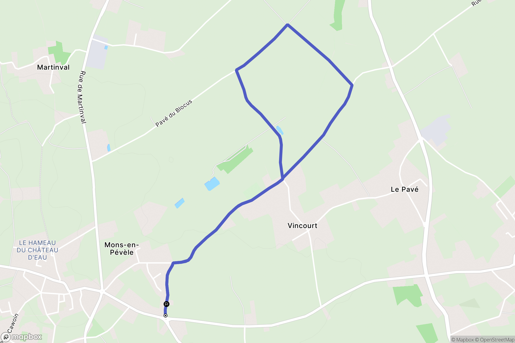 Mons-en-Pévèle : carte du parcours de randonnée - France