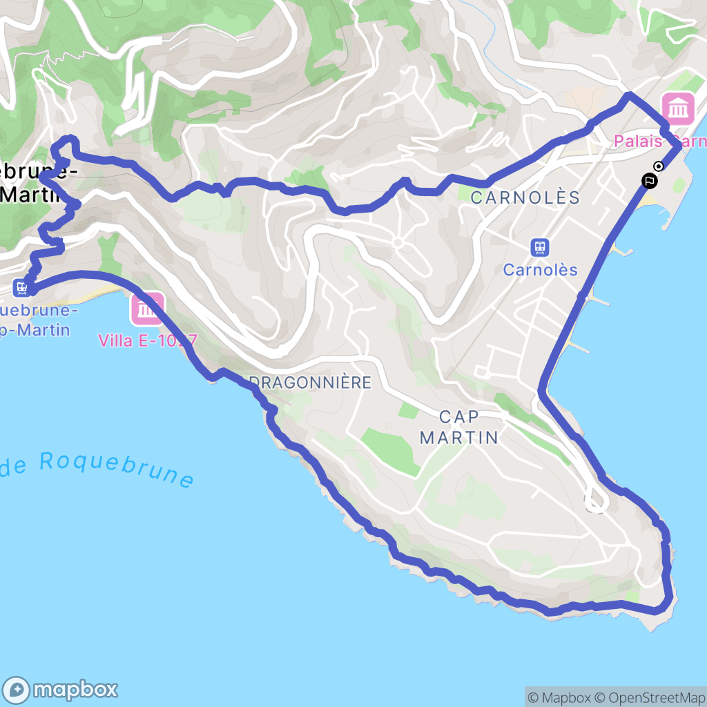 Roquebrune-Cap-Martin : carte du parcours de randonnée - France