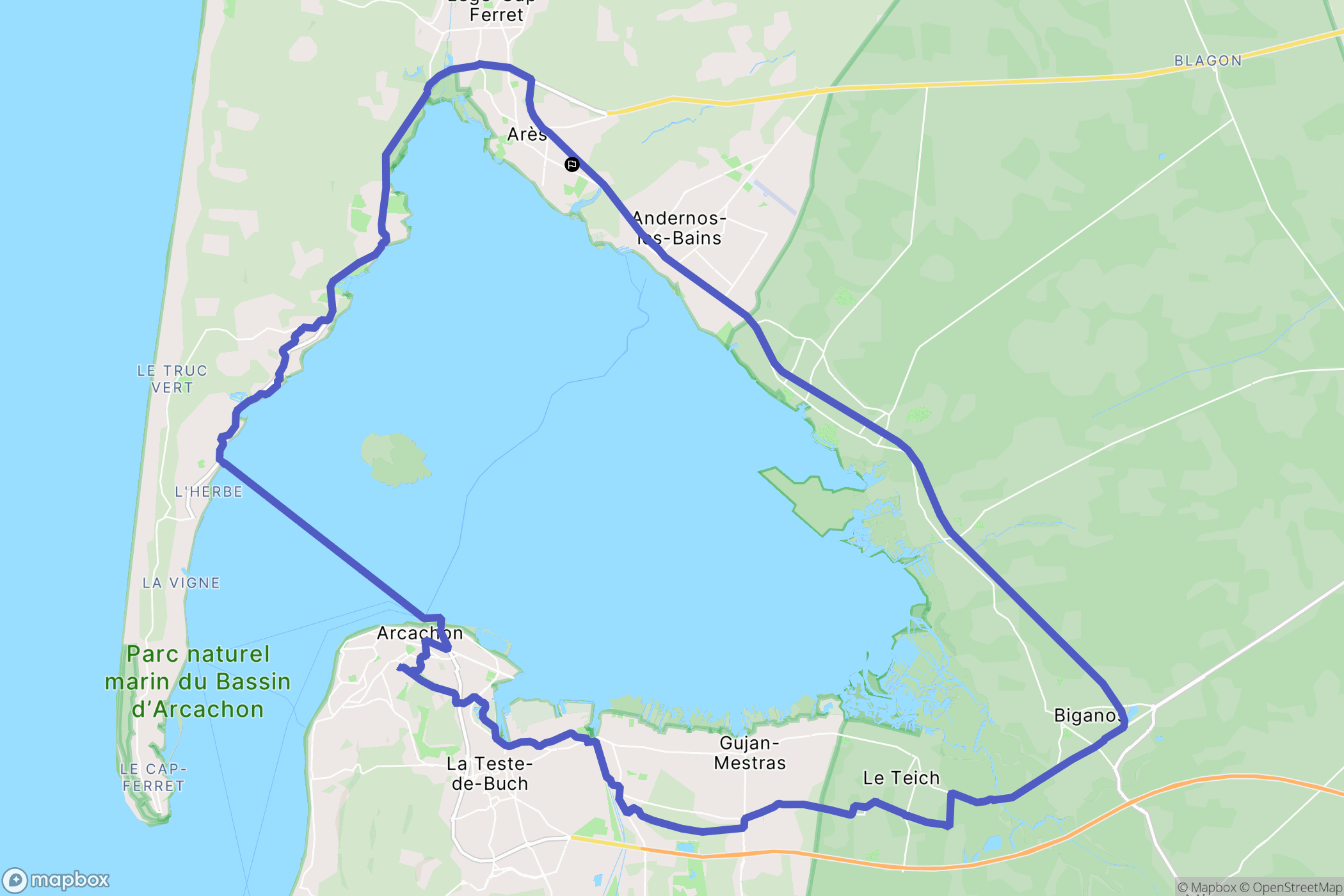 Arès : carte du parcours de randonnée - France