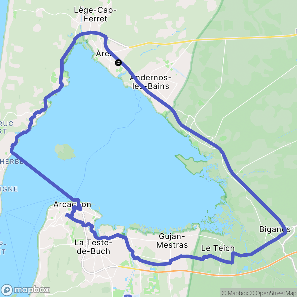 Arès : carte du parcours de randonnée - France