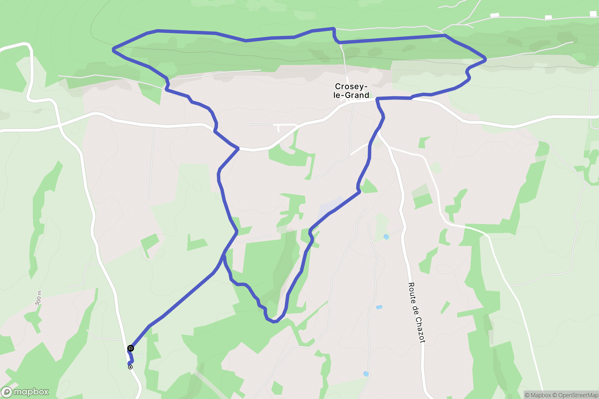 Crosey-le-Grand : carte du parcours de randonnée - France