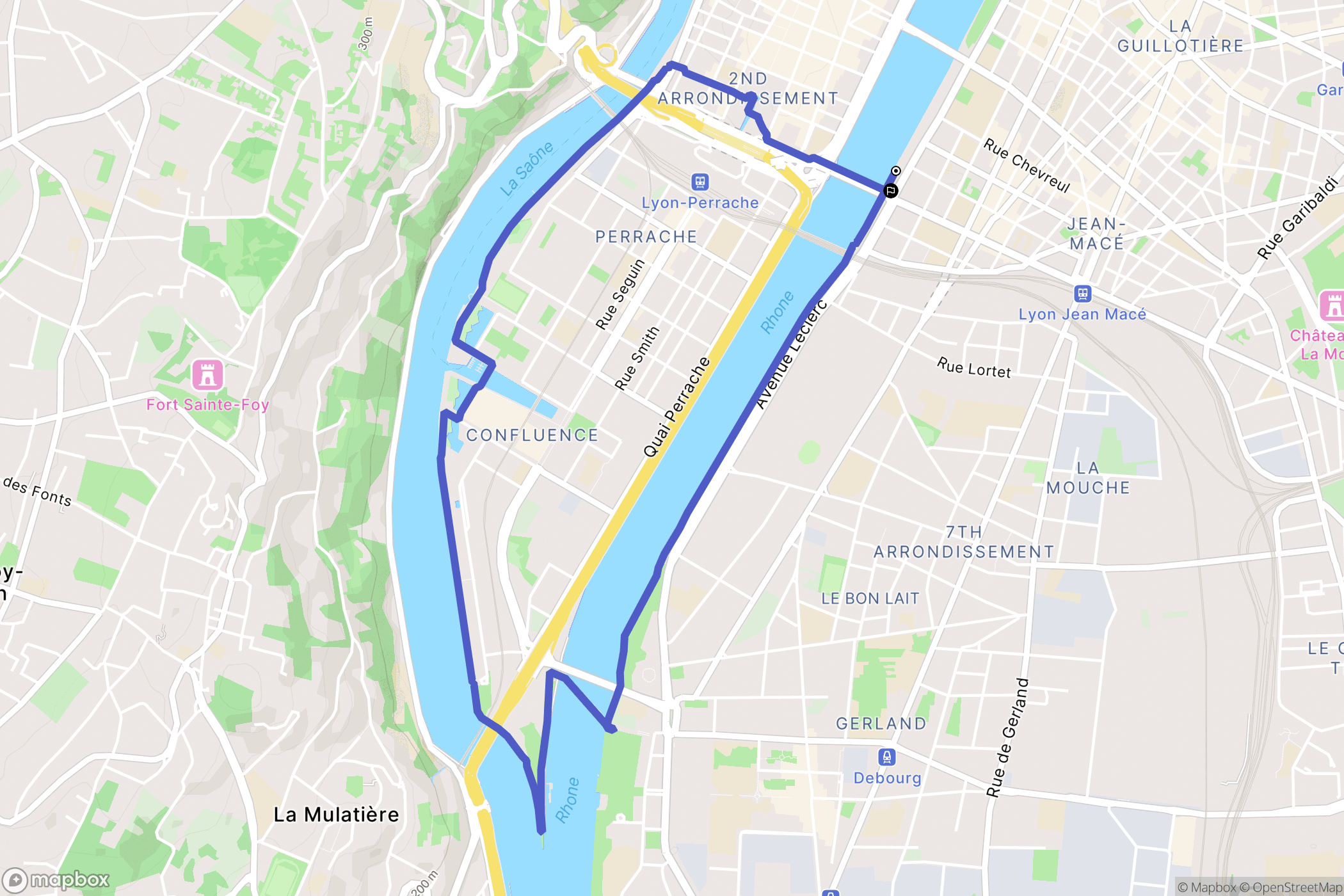 Lyon : carte du parcours de randonnée - France