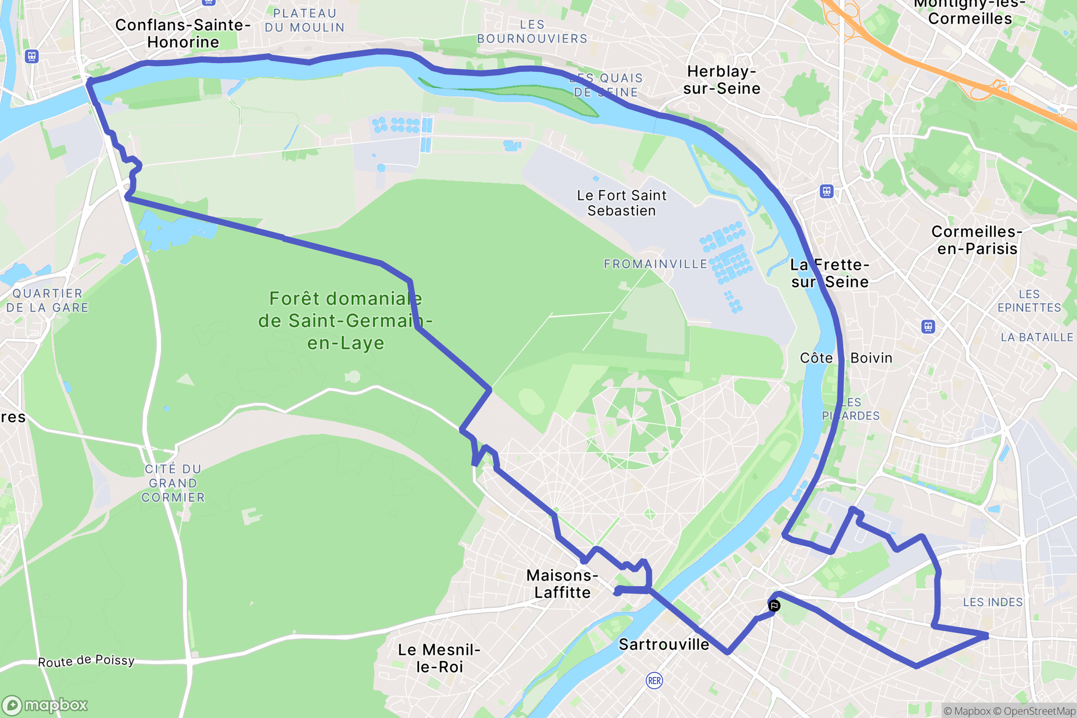 Sartrouville : carte du parcours de randonnée - France