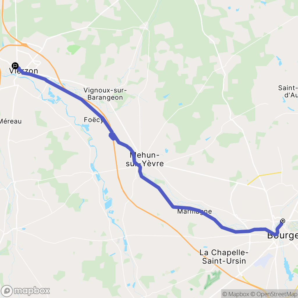 Bourges : carte du parcours de randonnée - France