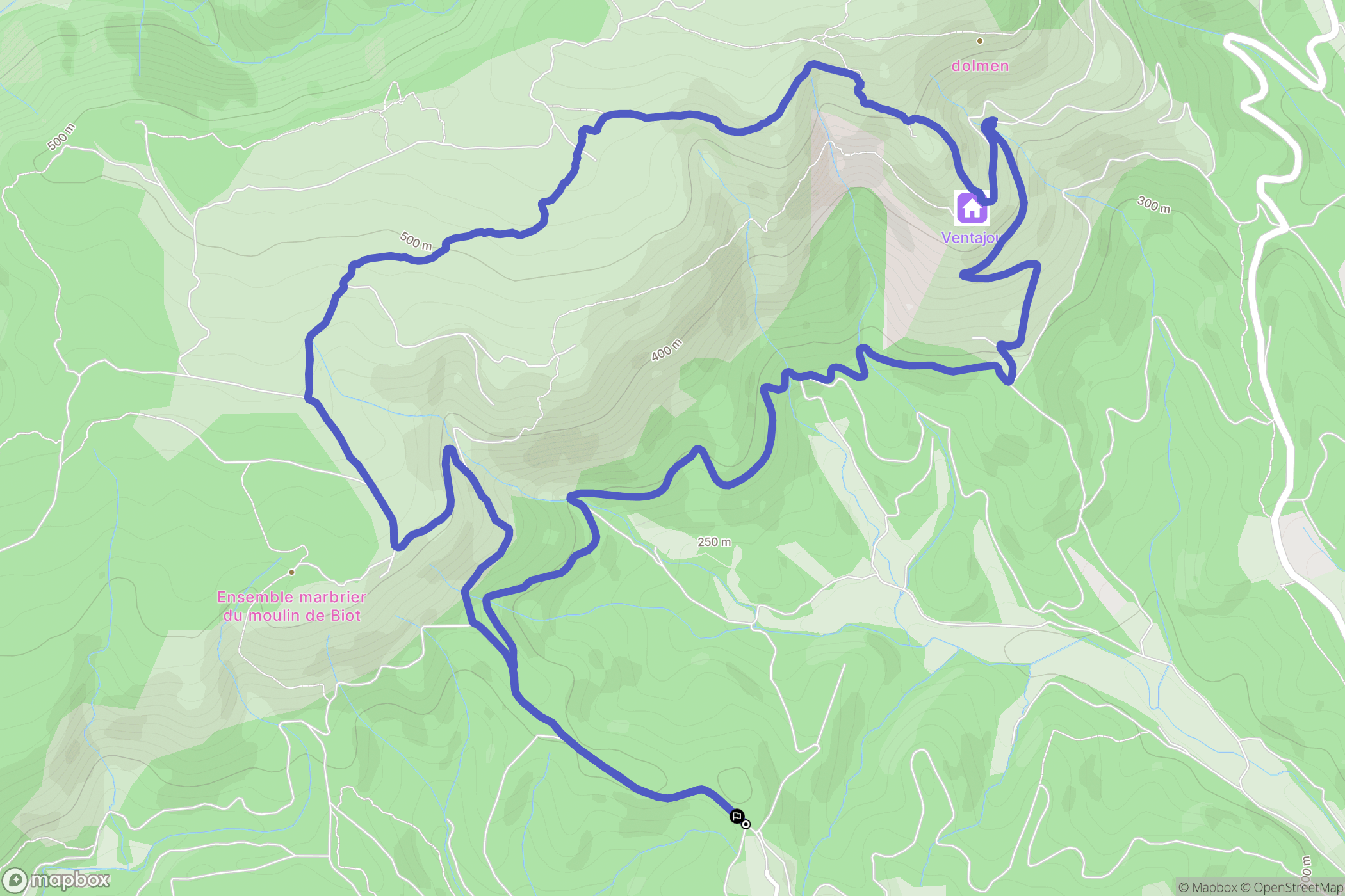 Félines-Minervois : carte du parcours de randonnée - France