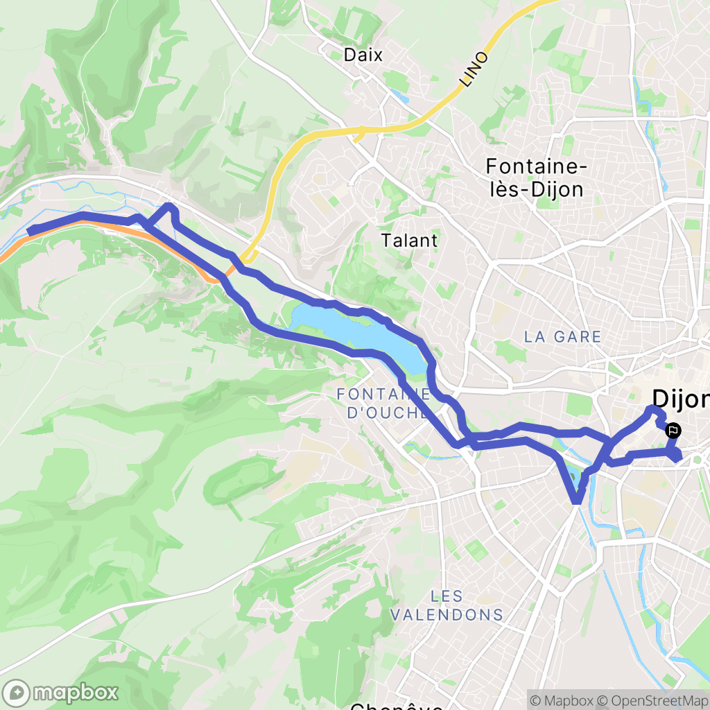 Dijon : carte du parcours de randonnée - France