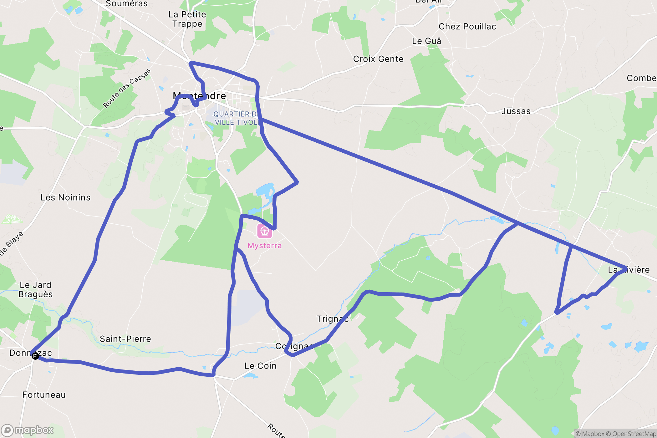 Donnezac : carte du parcours de randonnée - France