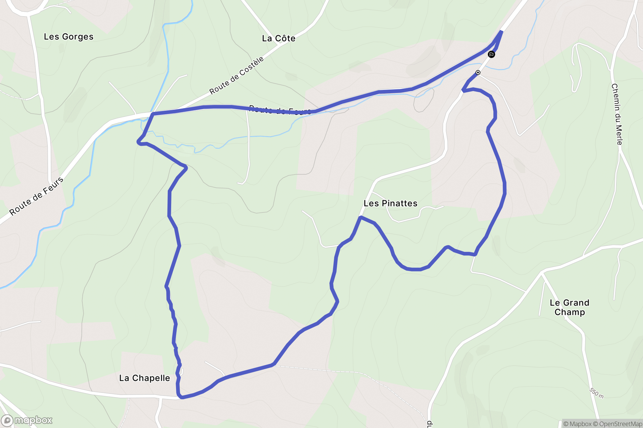 Chambost-Longessaigne : carte du parcours de randonnée - France