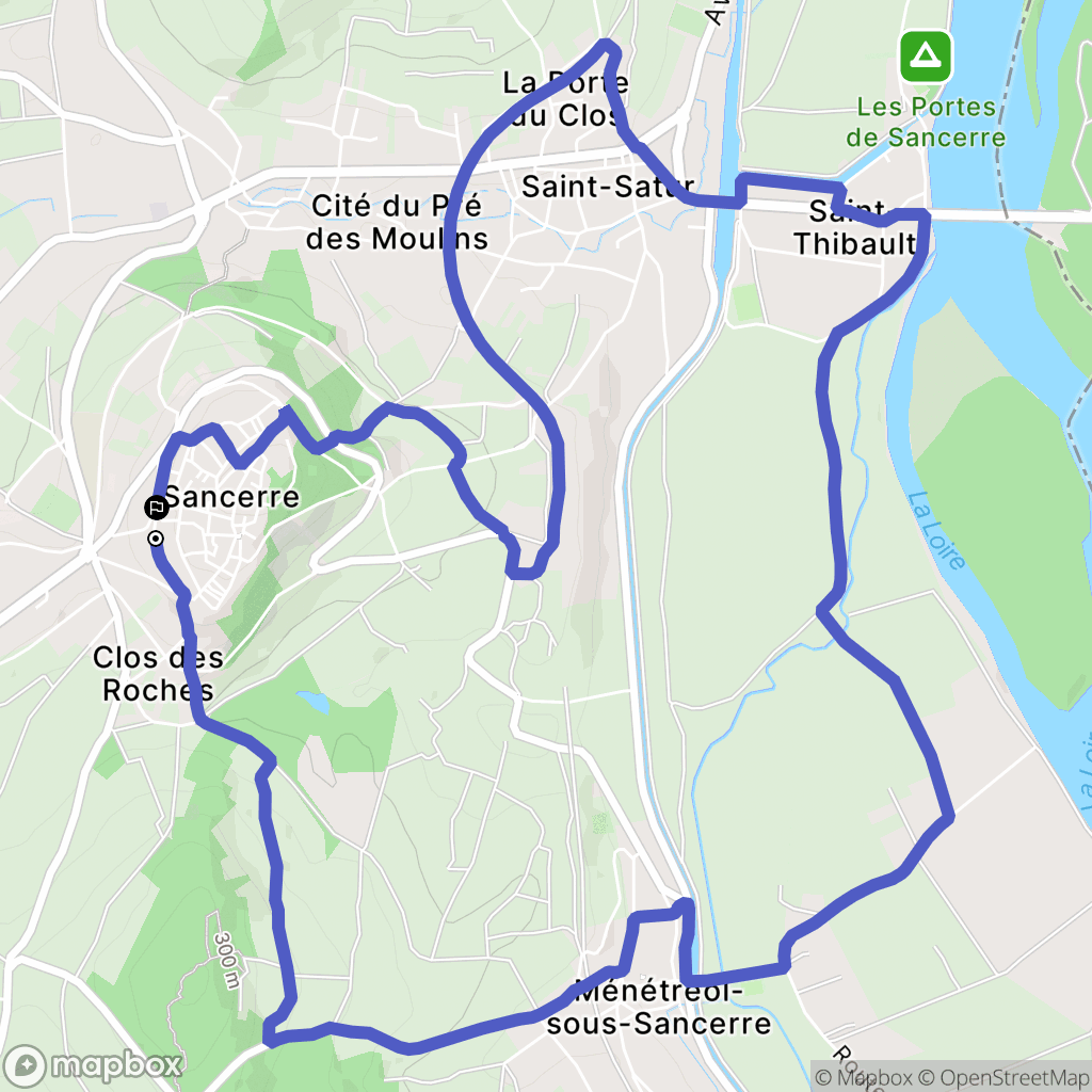 Sancerre : carte du parcours de randonnée - France