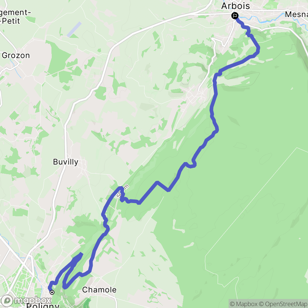 Poligny : carte du parcours de randonnée - France