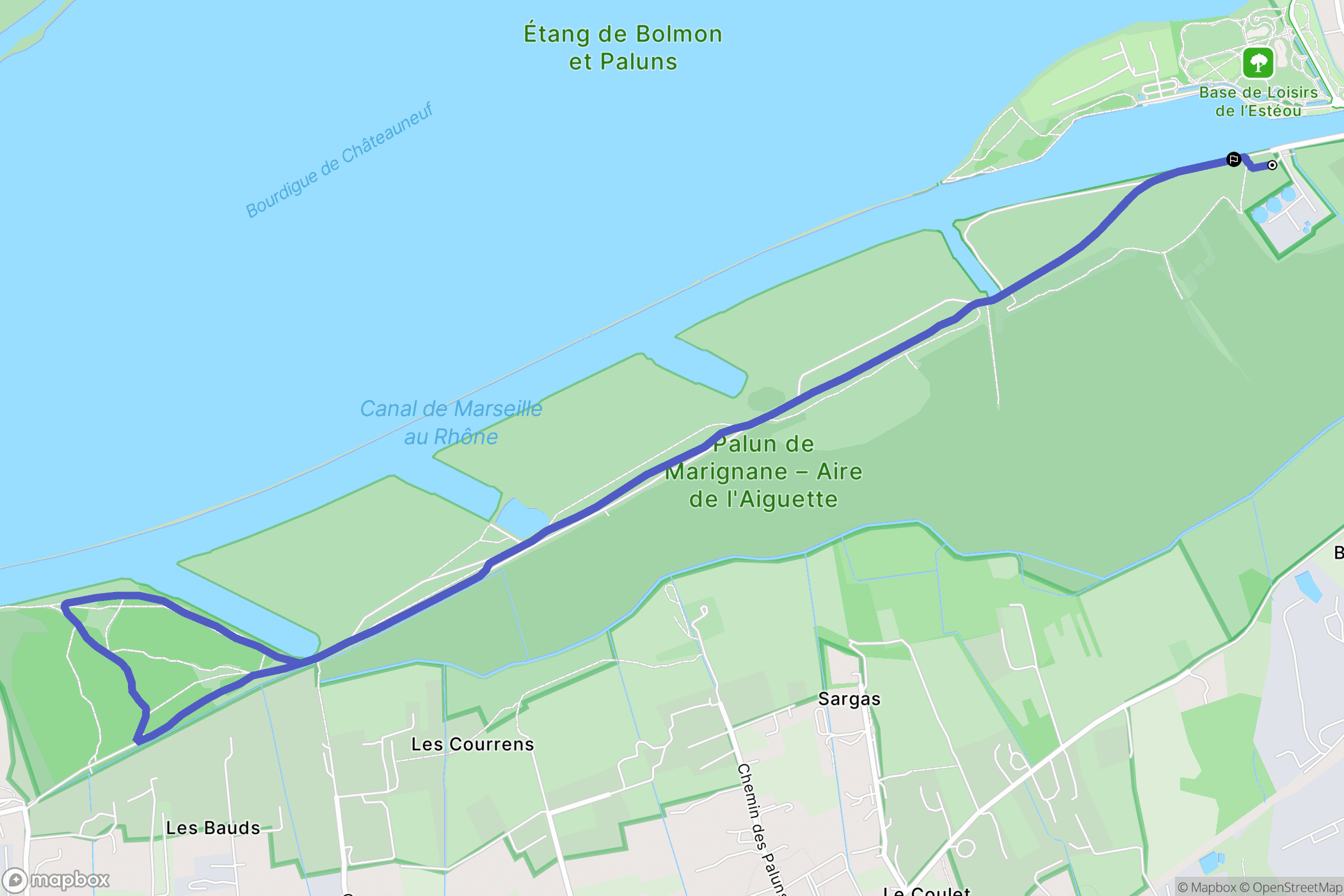 Marignane : carte du parcours de randonnée - France