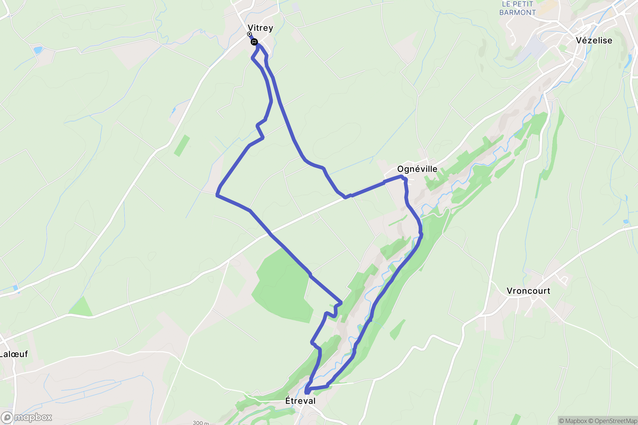Vitrey : carte du parcours de randonnée - France