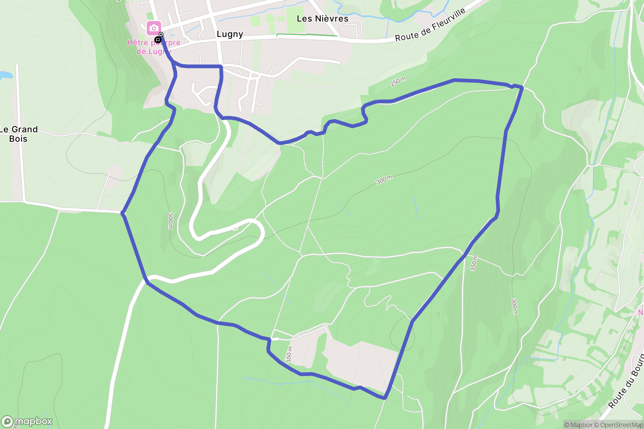 Lugny : carte du parcours de randonnée - France