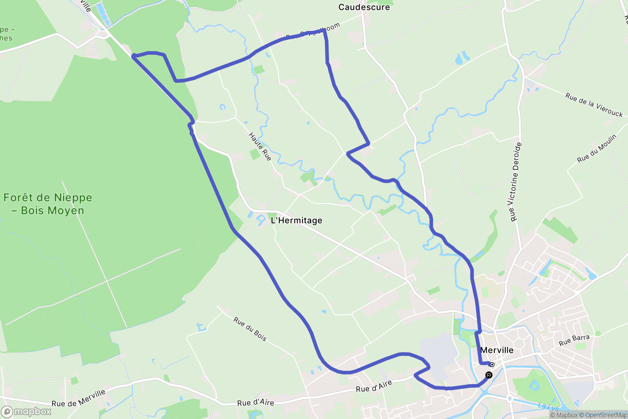 Merville : carte du parcours de randonnée - France