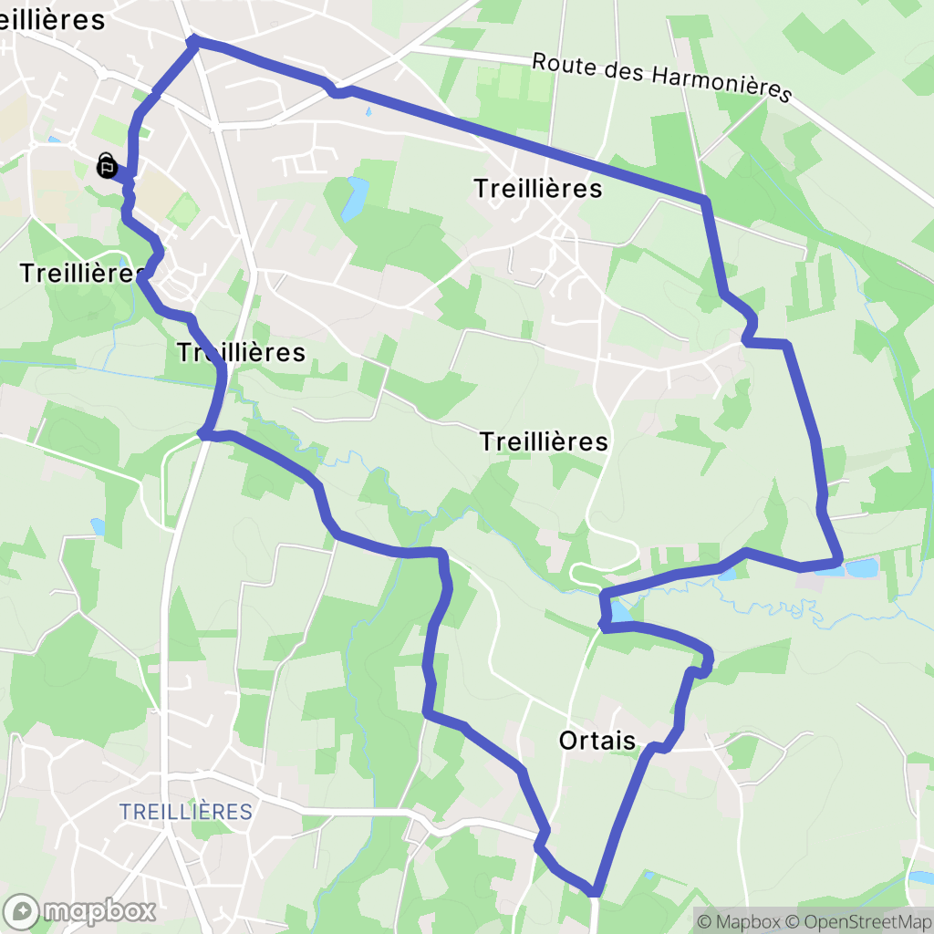 Treillières : carte du parcours de randonnée - France