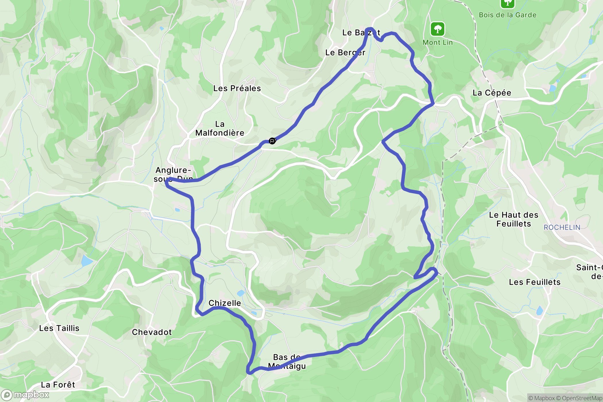 Anglure-sous-Dun : carte du parcours de randonnée - France
