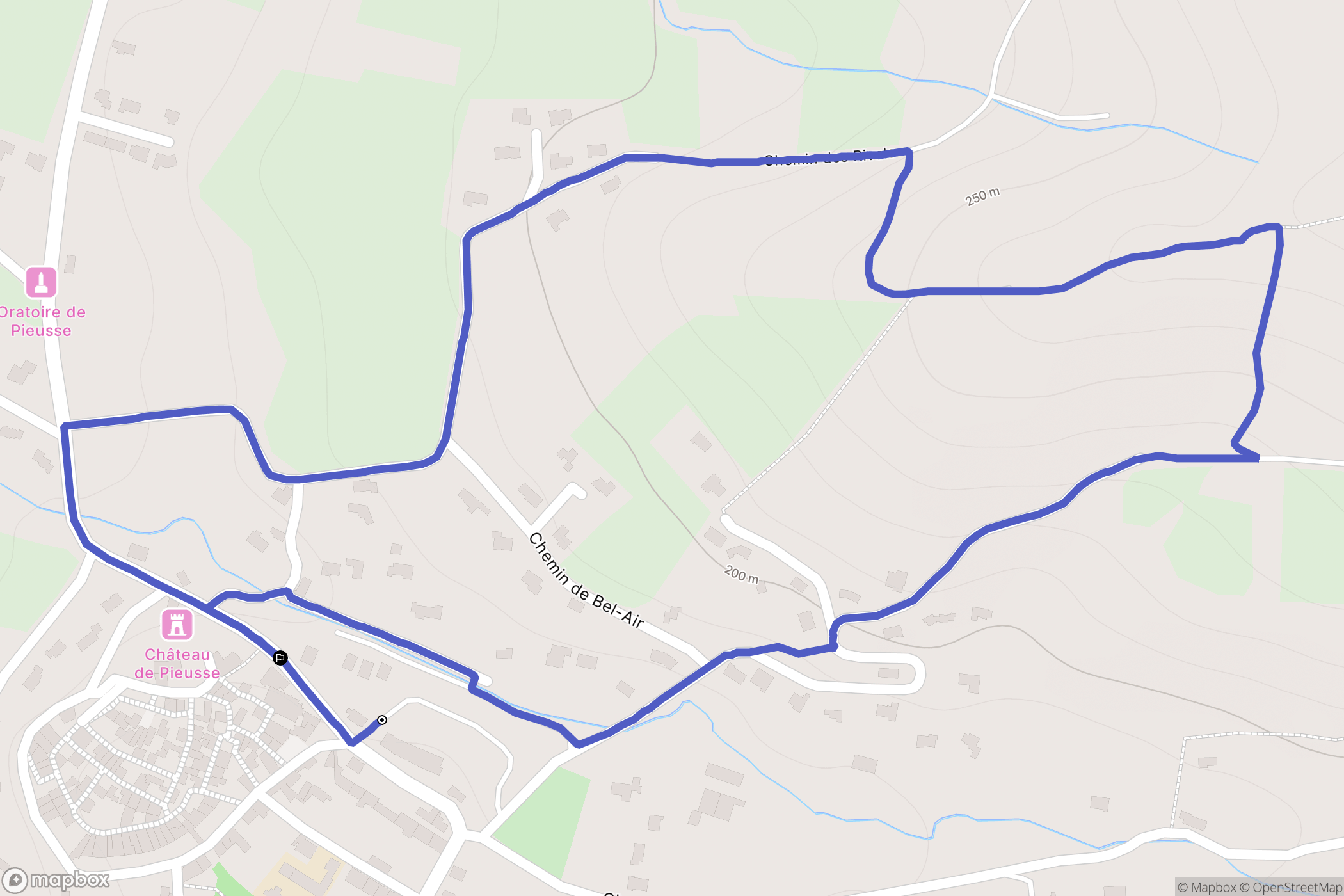 Pieusse : carte du parcours de randonnée - France