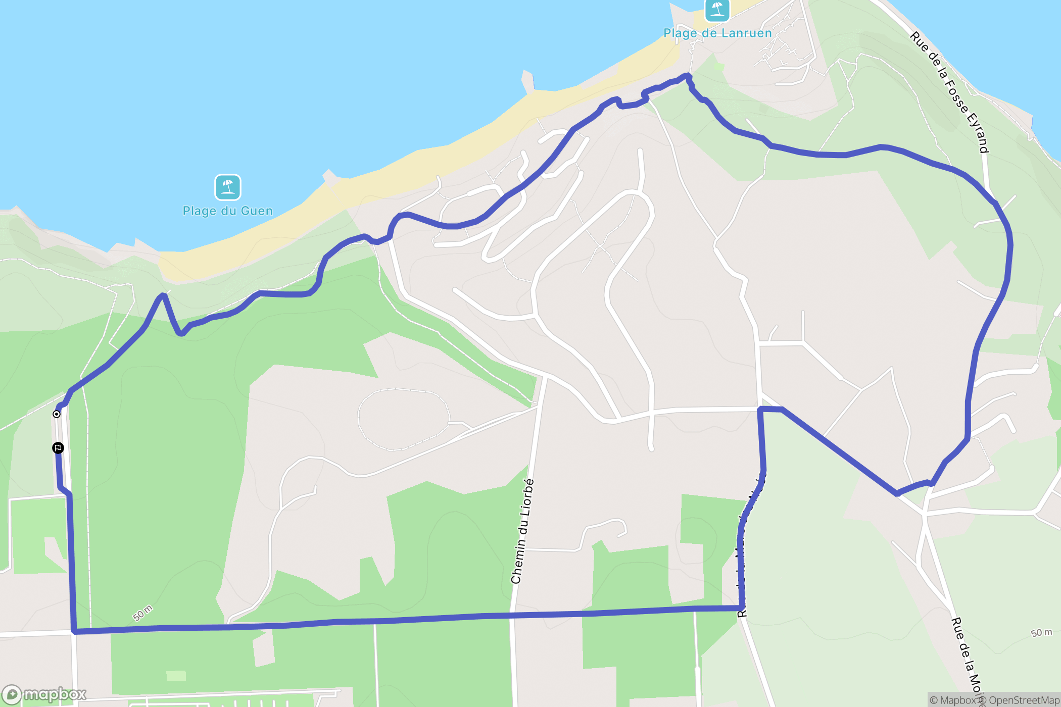Erquy : carte du parcours de randonnée - France