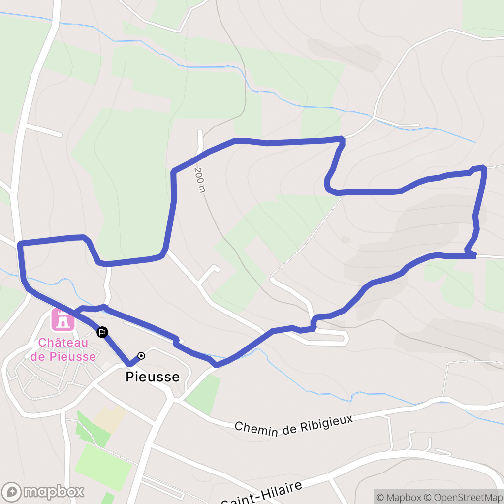 Pieusse : carte du parcours de randonnée - France