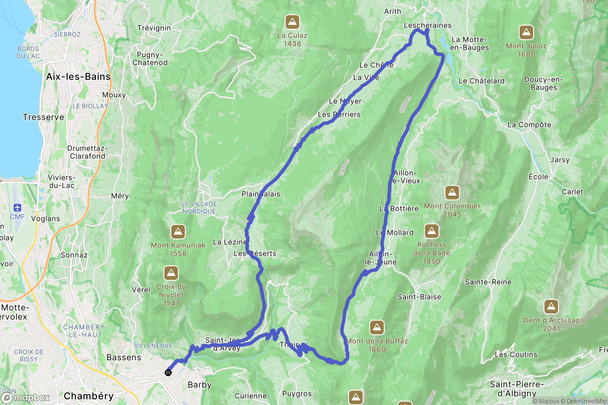 Saint-Alban-Leysse : carte du parcours de randonnée - France