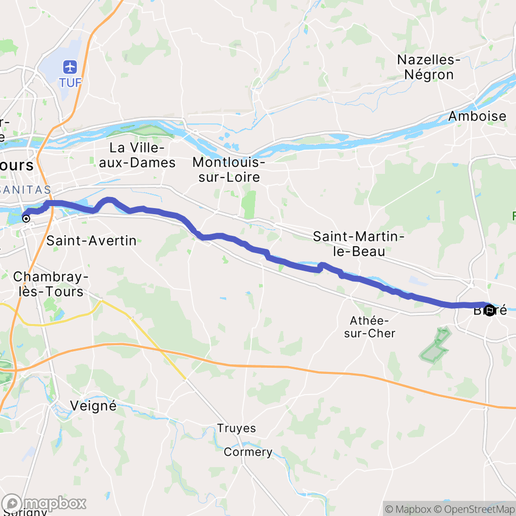 Tours : carte du parcours de randonnée - France