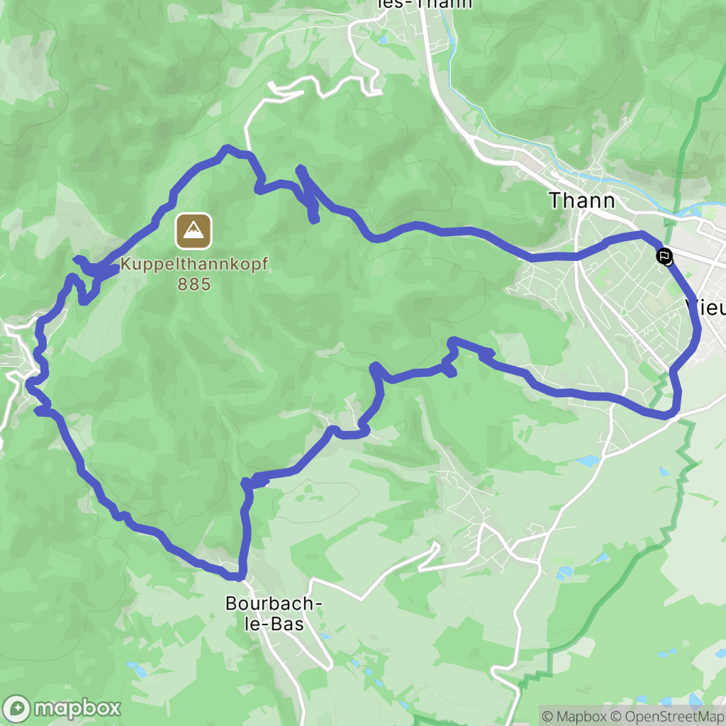 Thann : carte du parcours de randonnée - France