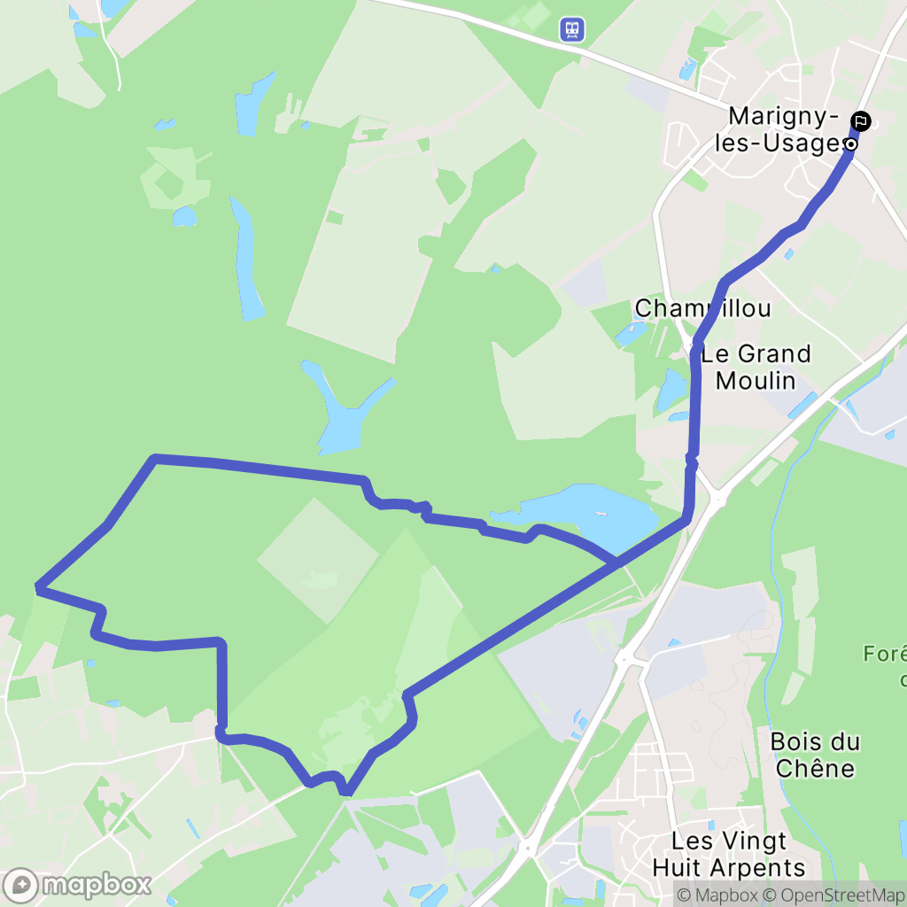 Marigny-les-Usages : carte du parcours de randonnée - France