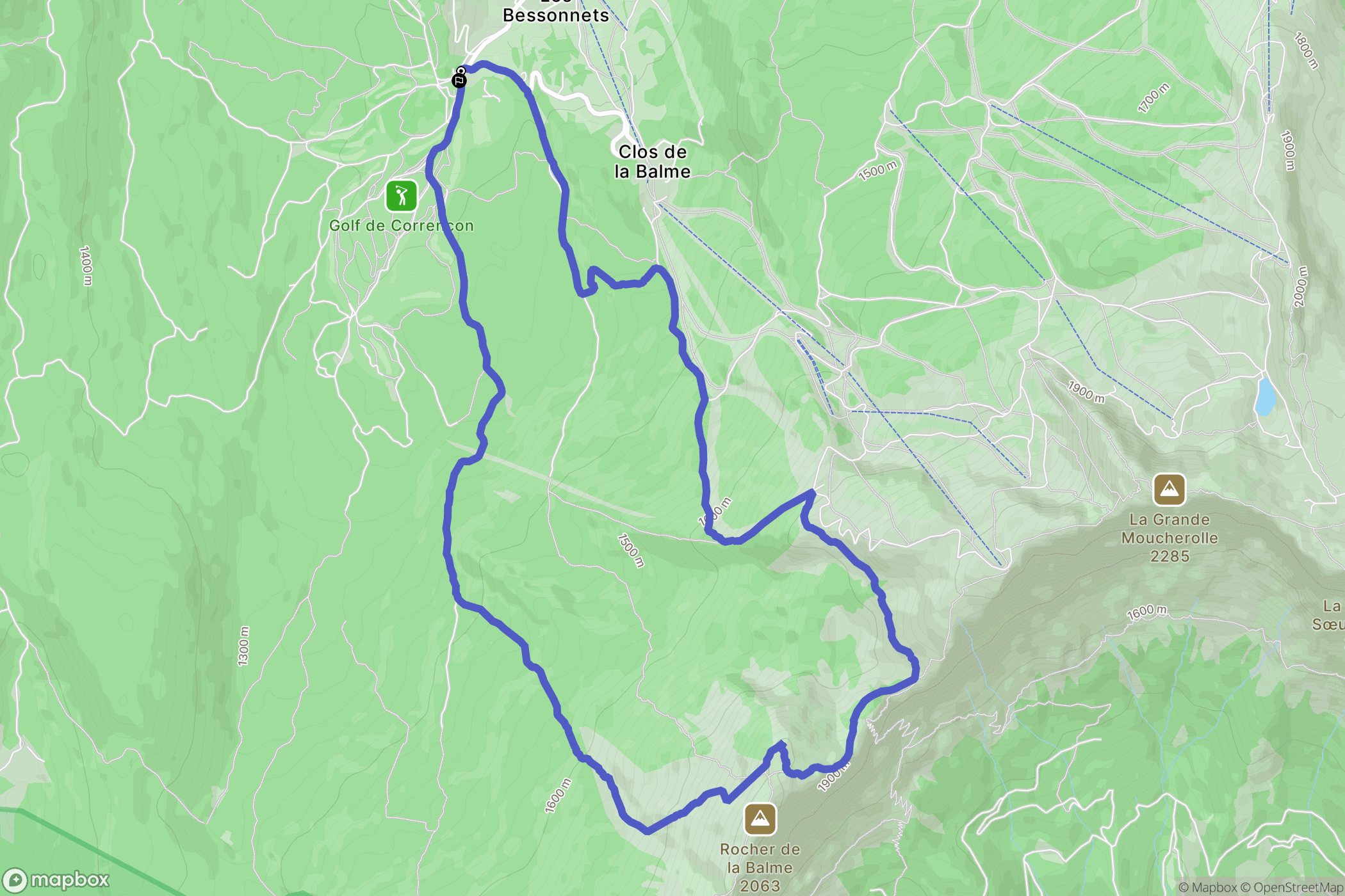 Corrençon-en-Vercors : carte du parcours de randonnée - France