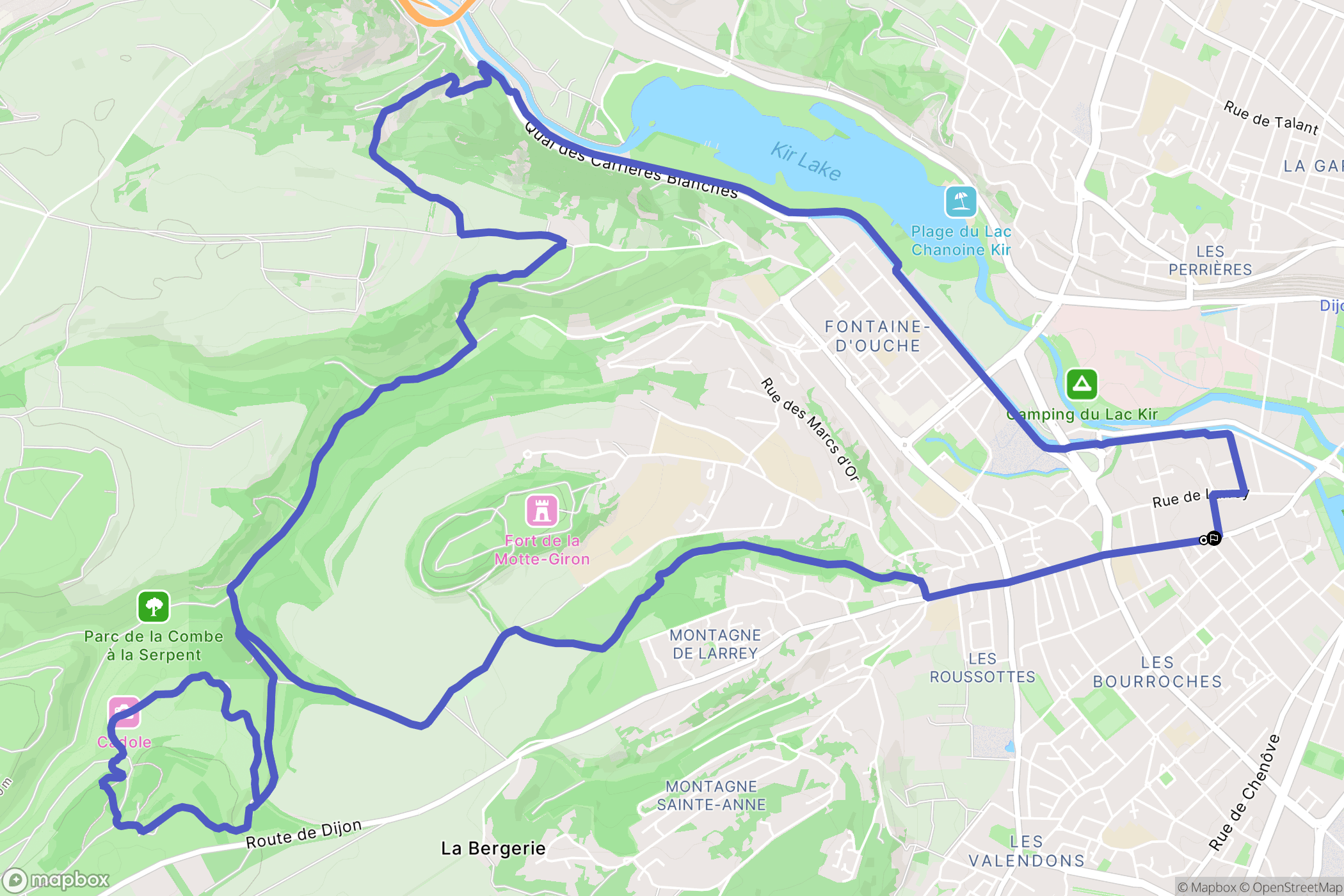 Dijon : carte du parcours de randonnée - France