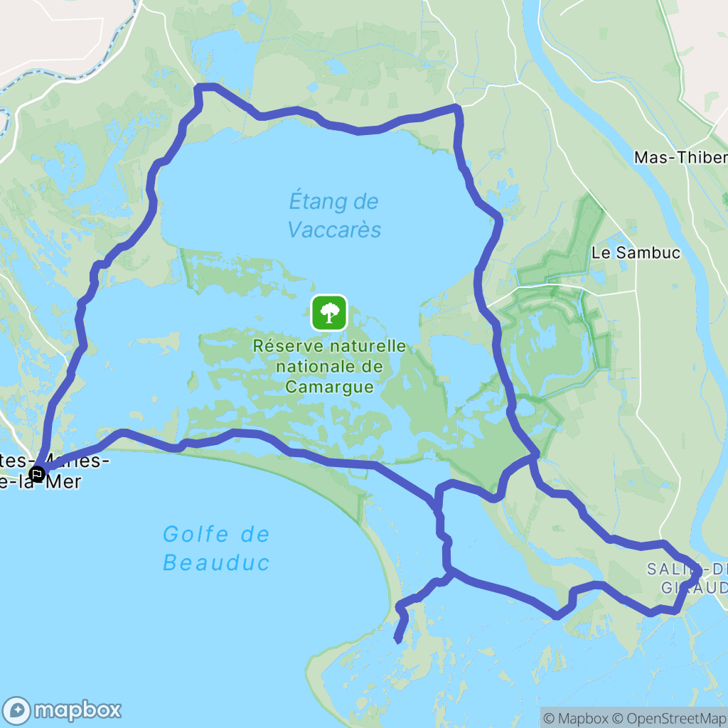 Saintes-Maries-de-la-Mer : carte du parcours de randonnée - France