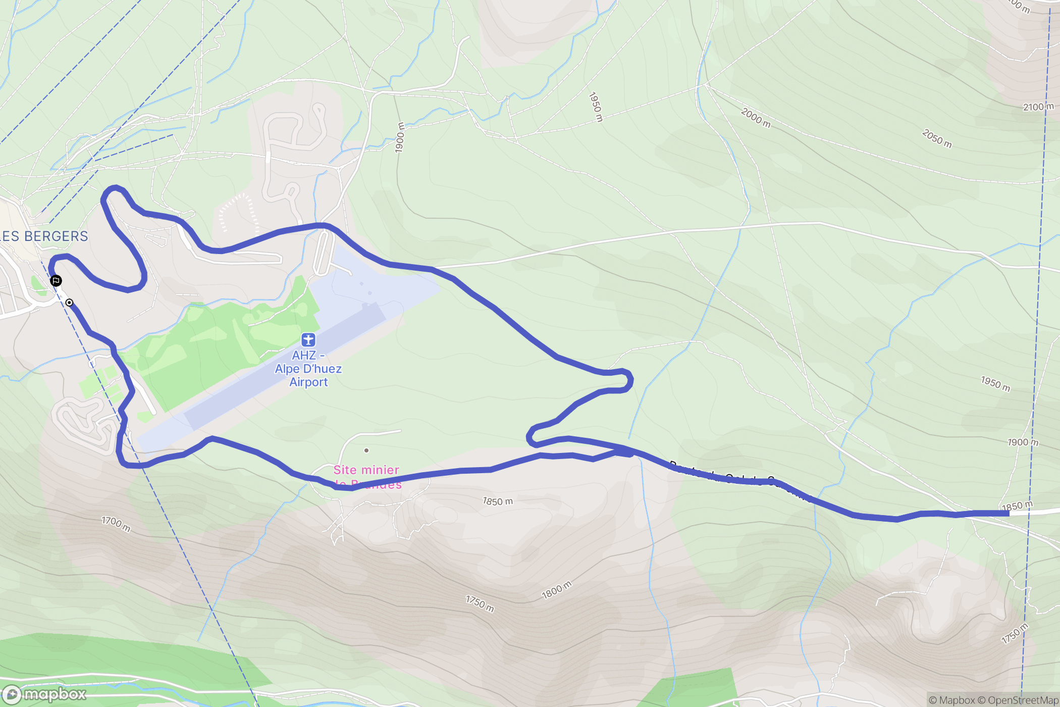 Huez : carte du parcours de randonnée - France