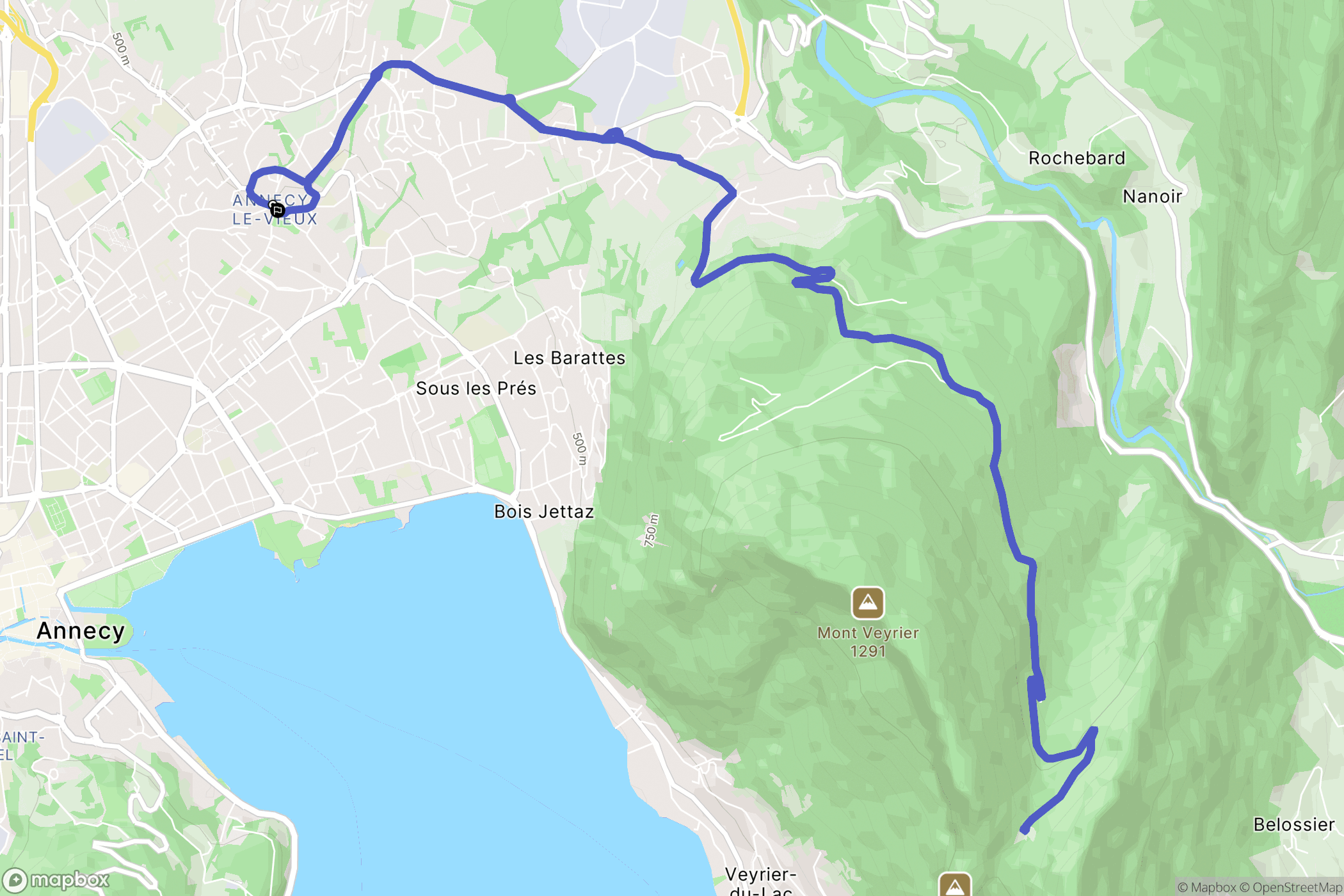Annecy : carte du parcours de randonnée - France