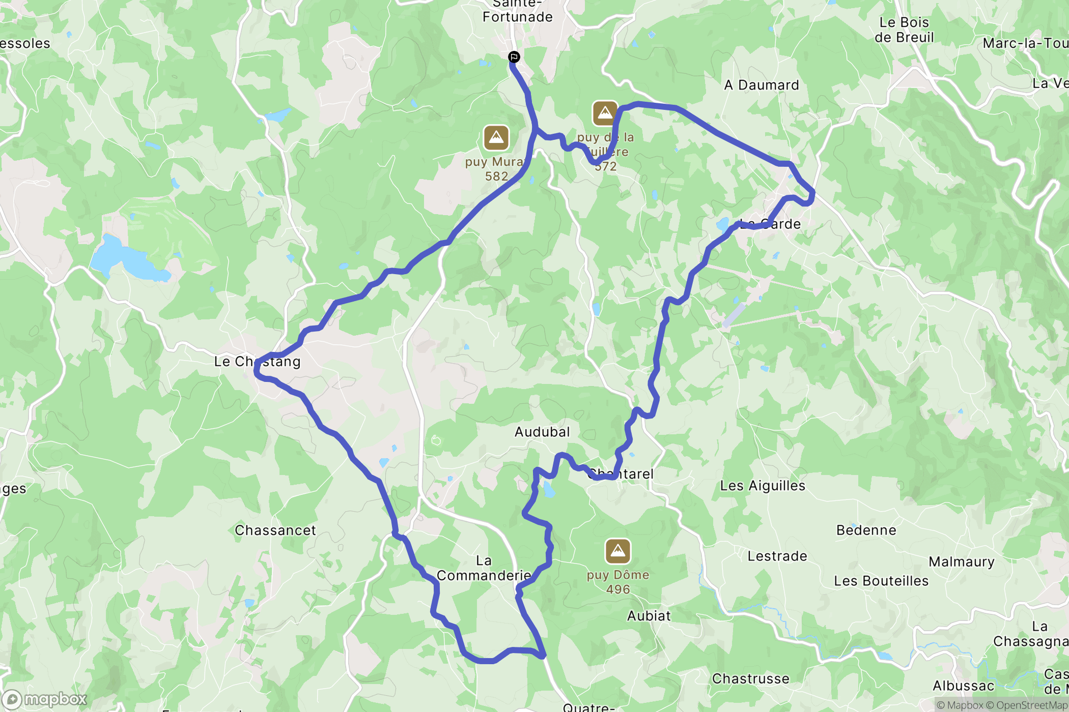 Sainte-Fortunade : carte du parcours de randonnée - France
