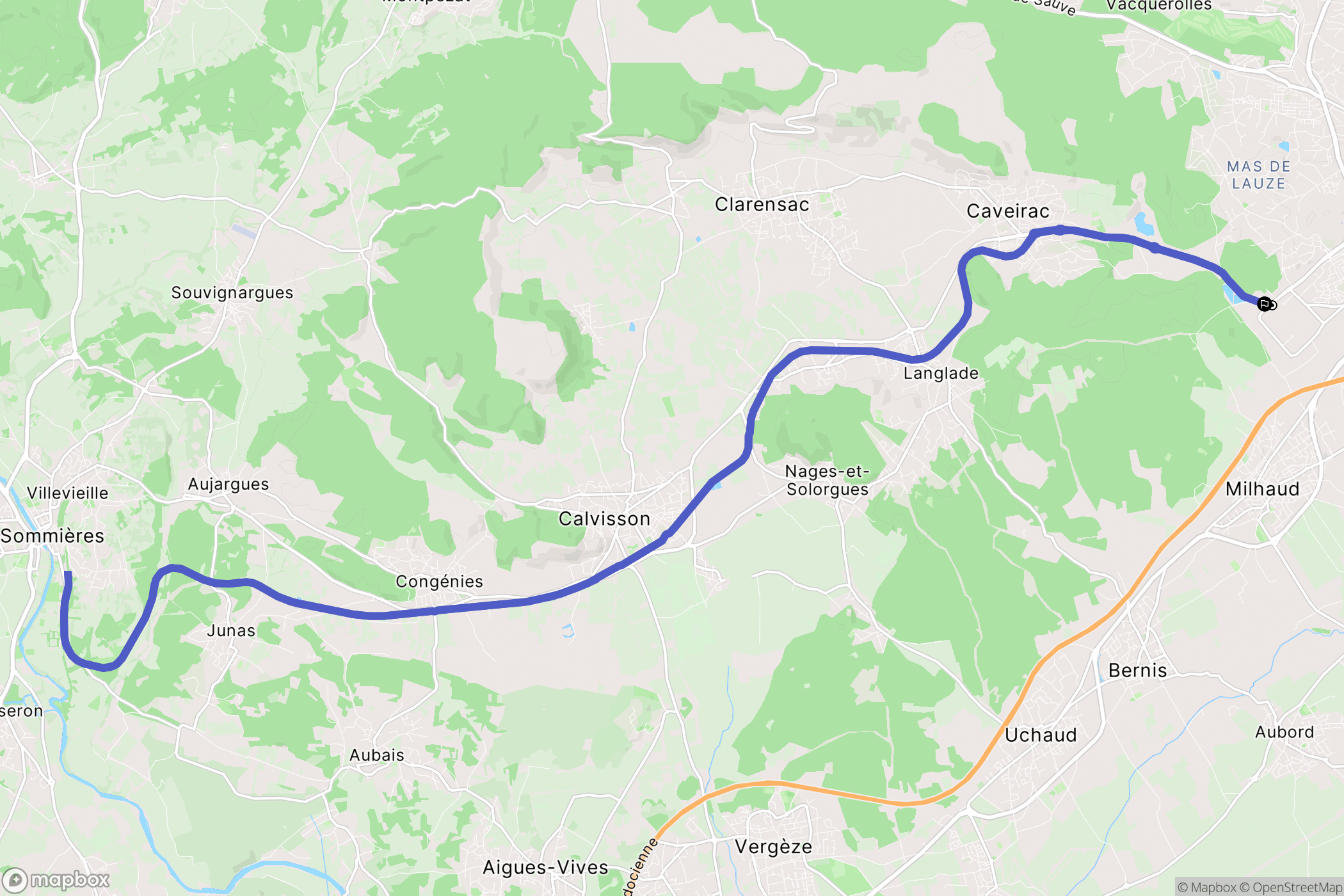 Nîmes : carte du parcours de randonnée - France