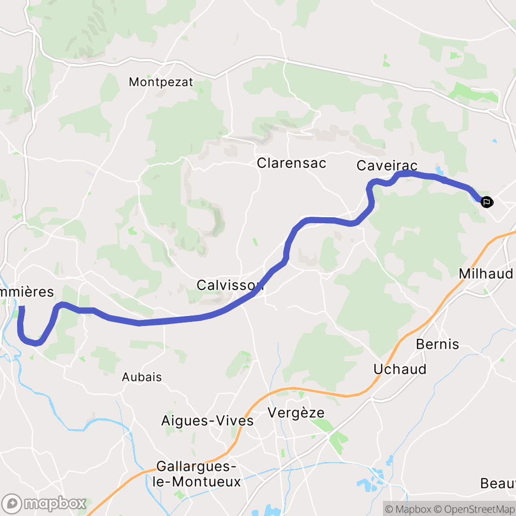 Nîmes : carte du parcours de randonnée - France