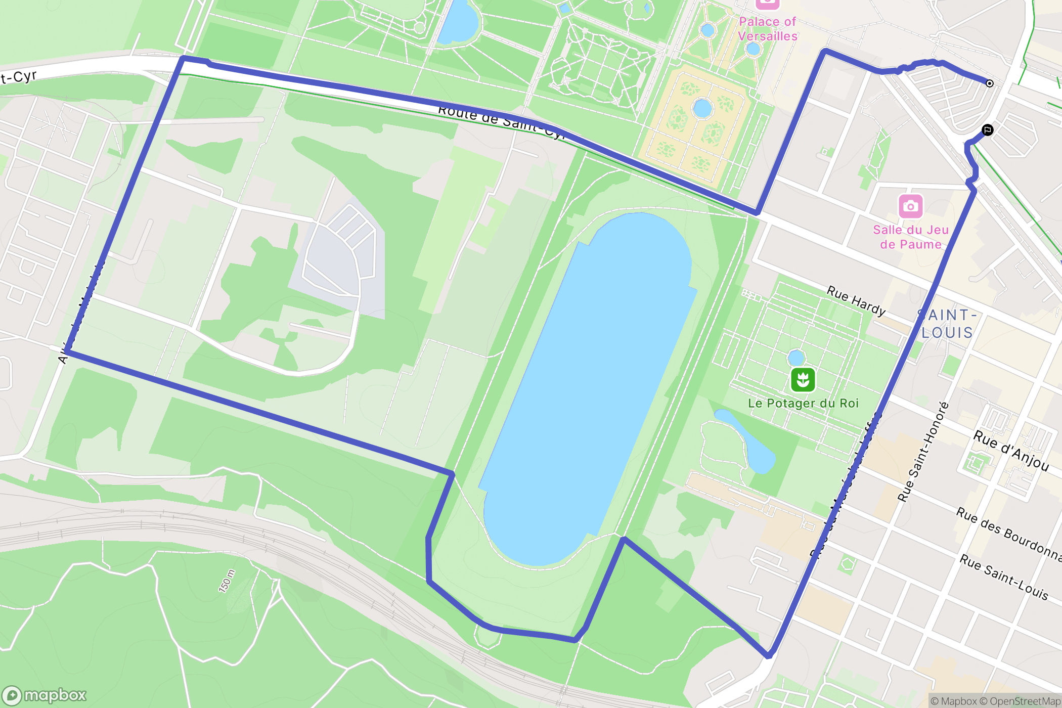 Versailles : carte du parcours de randonnée - France