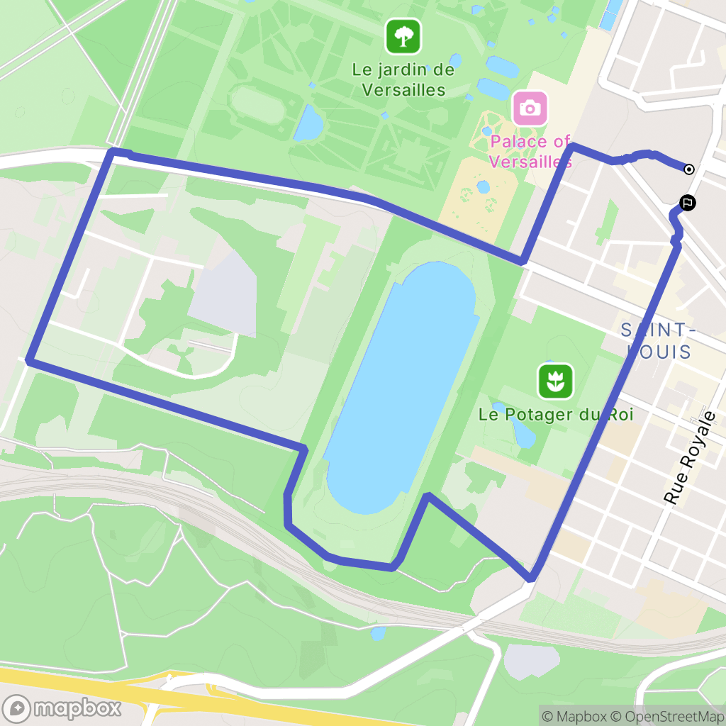 Versailles : carte du parcours de randonnée - France