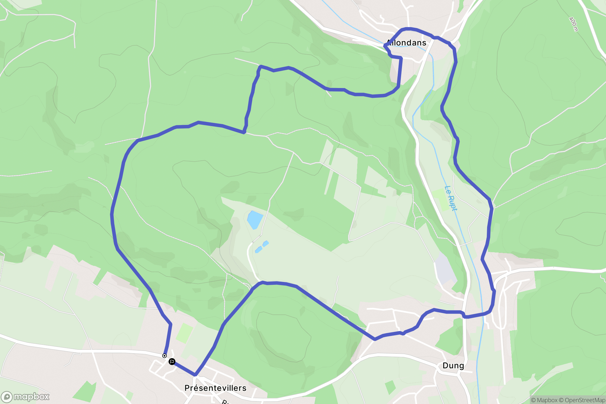 Présentevillers : carte du parcours de randonnée - France