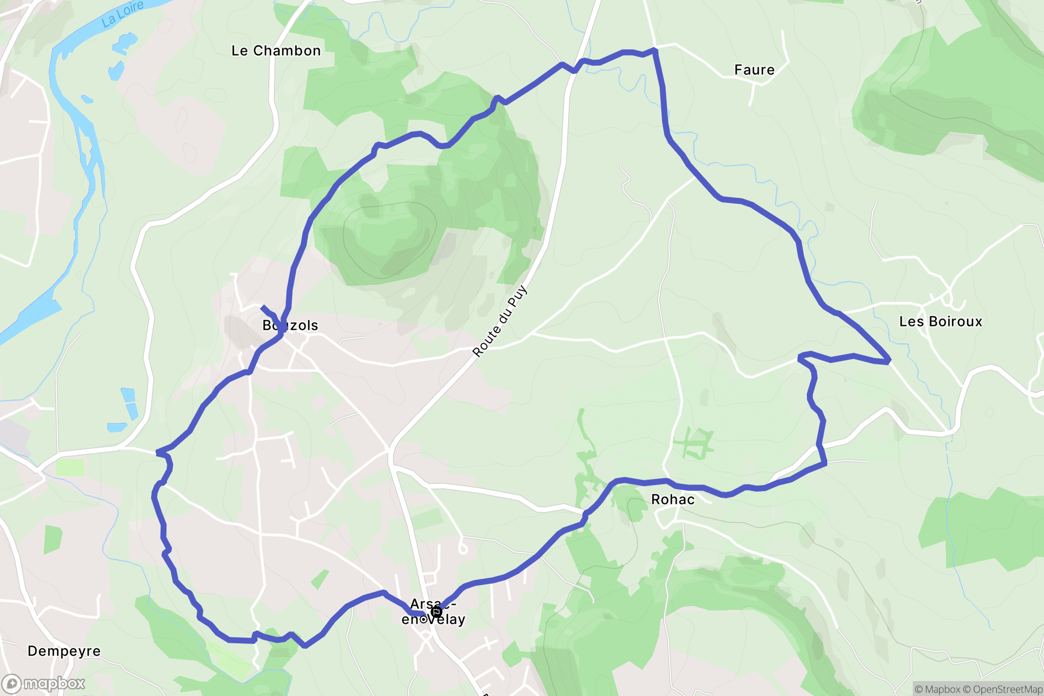 Arsac-en-Velay : carte du parcours de randonnée - France