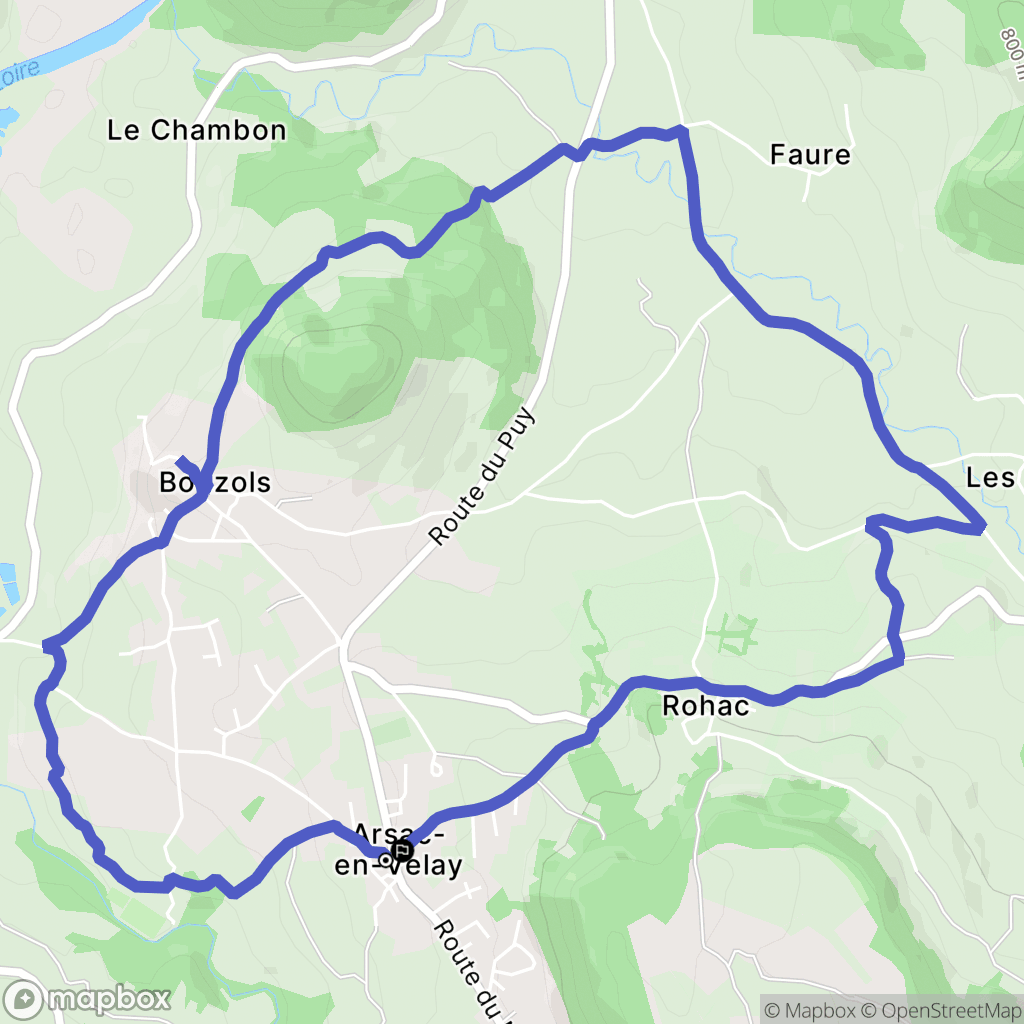 Arsac-en-Velay : carte du parcours de randonnée - France
