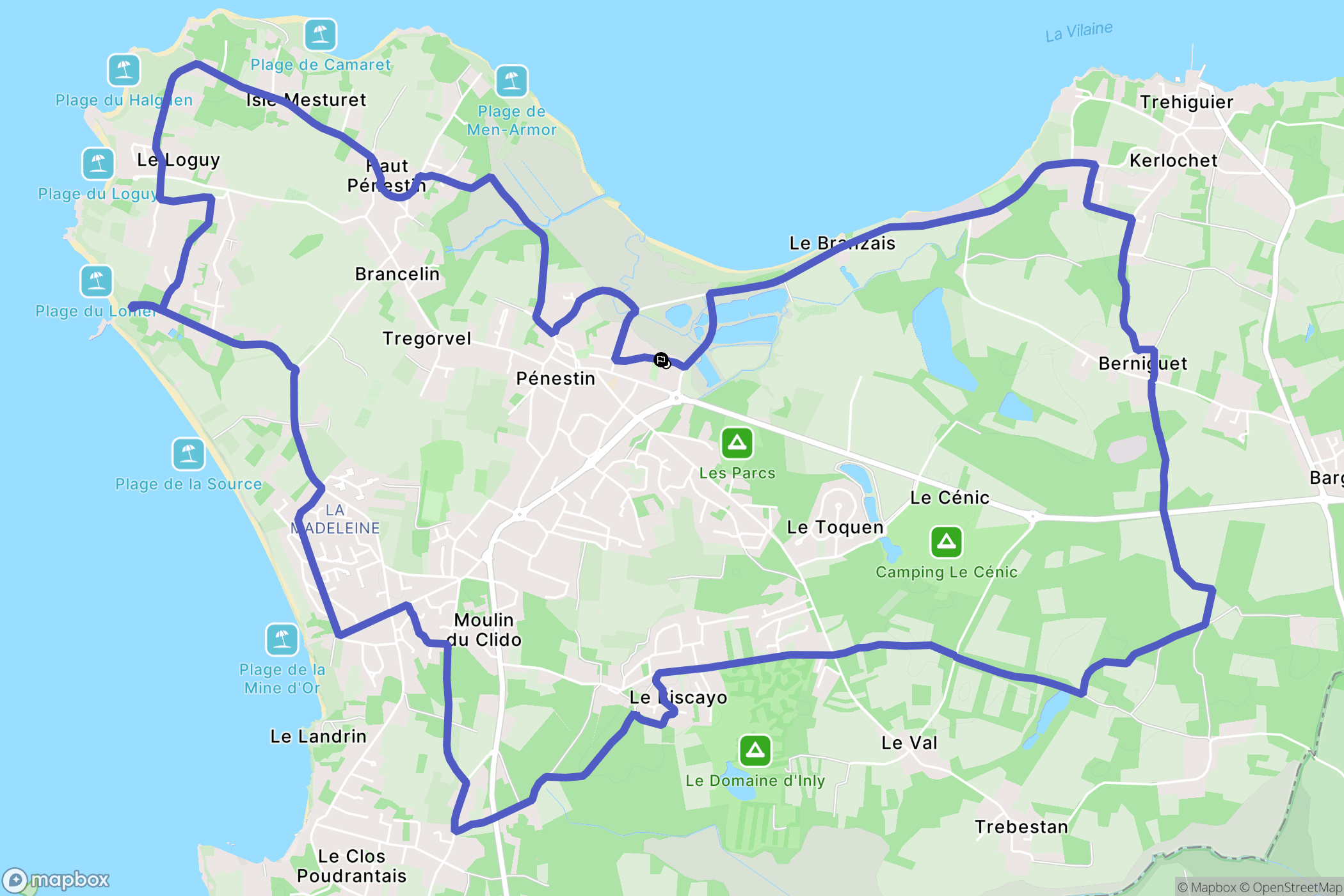 Pénestin : carte du parcours de randonnée - France
