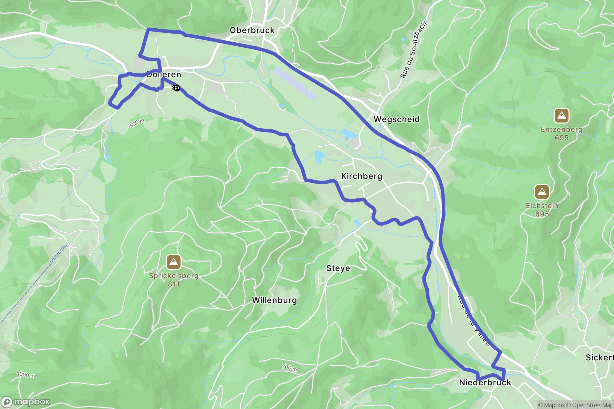 Dolleren : carte du parcours de randonnée - France