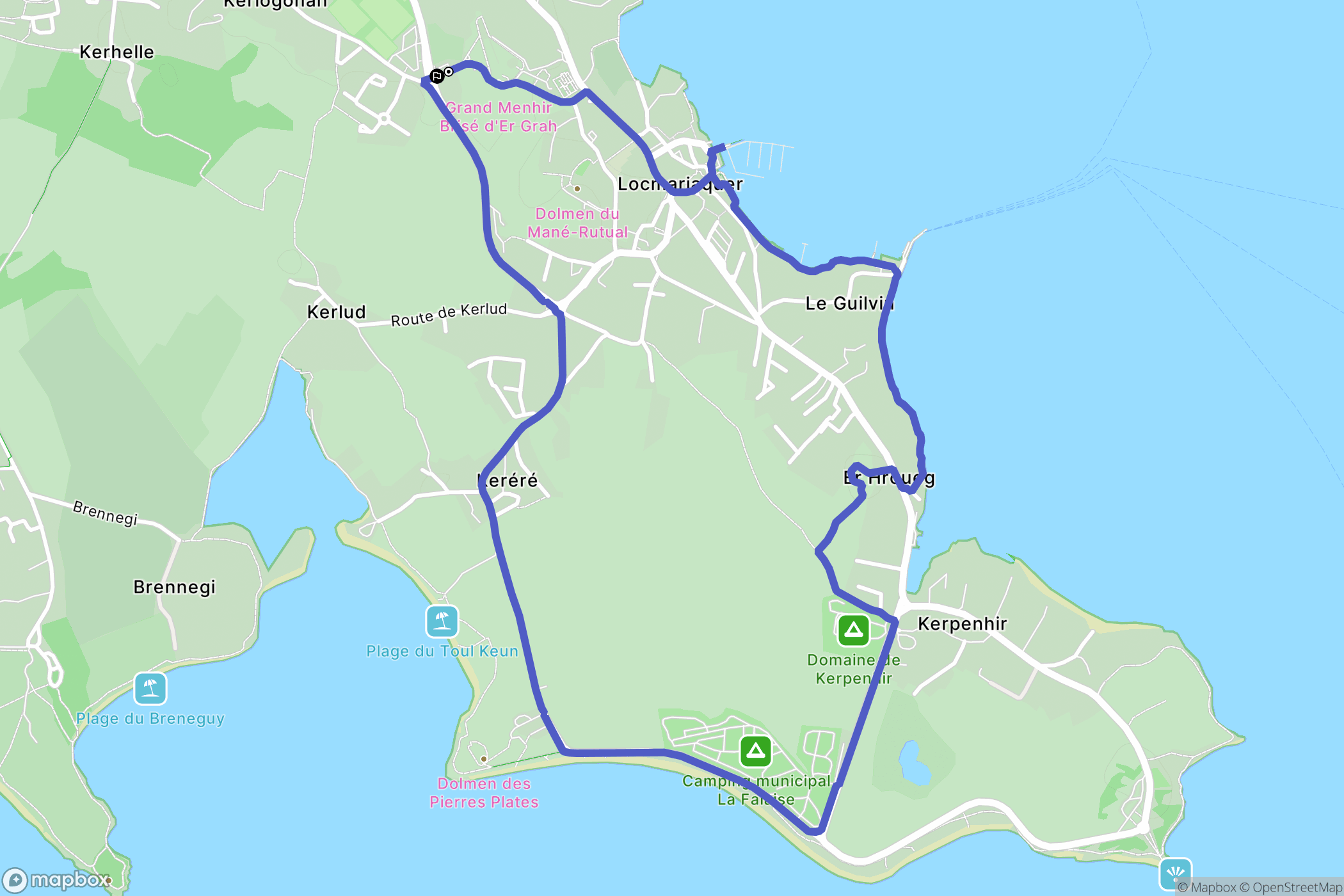 Locmariaquer : carte du parcours de randonnée - France