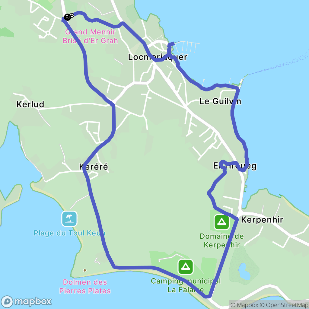 Locmariaquer : carte du parcours de randonnée - France