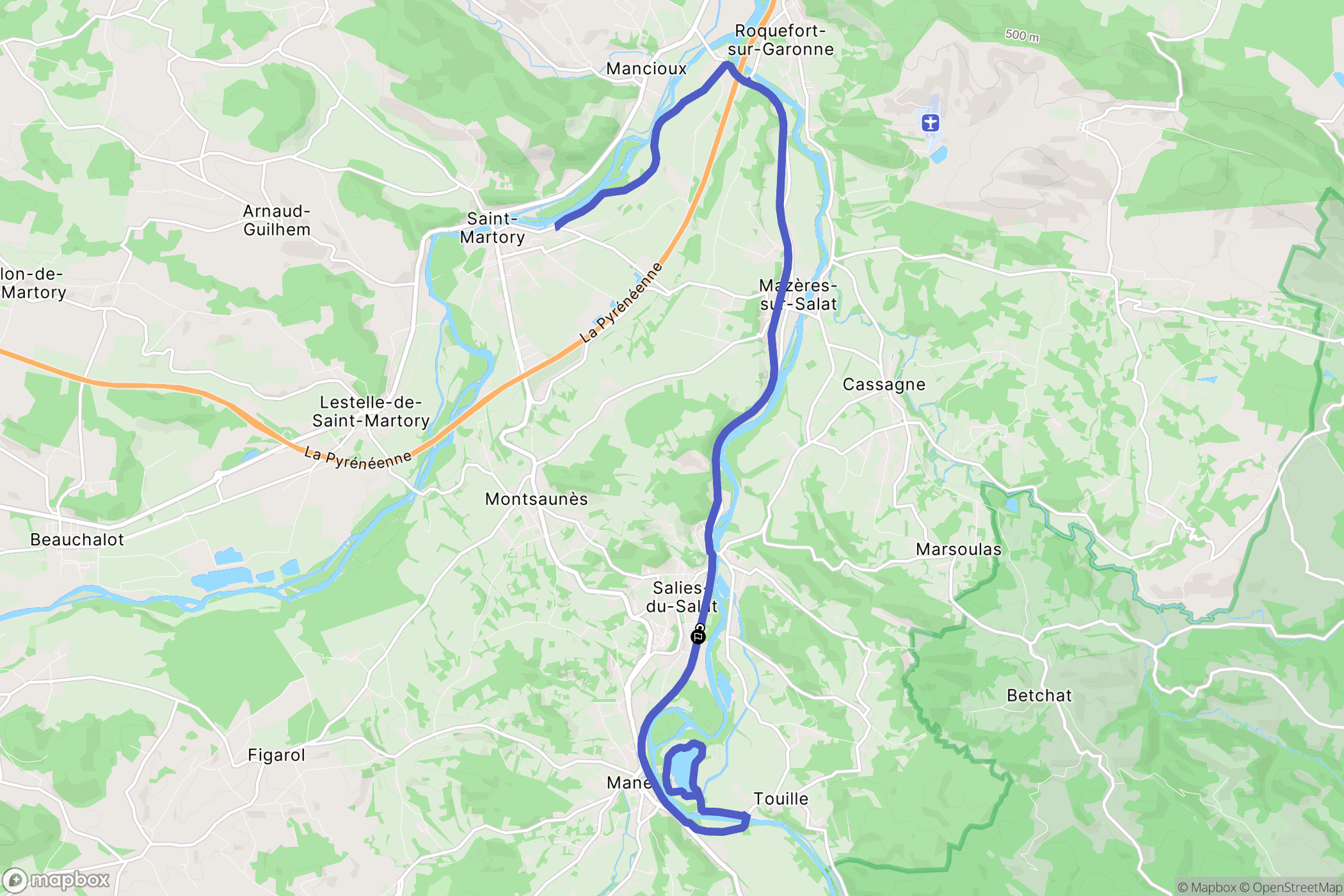 Salies-du-Salat : carte du parcours de randonnée - France