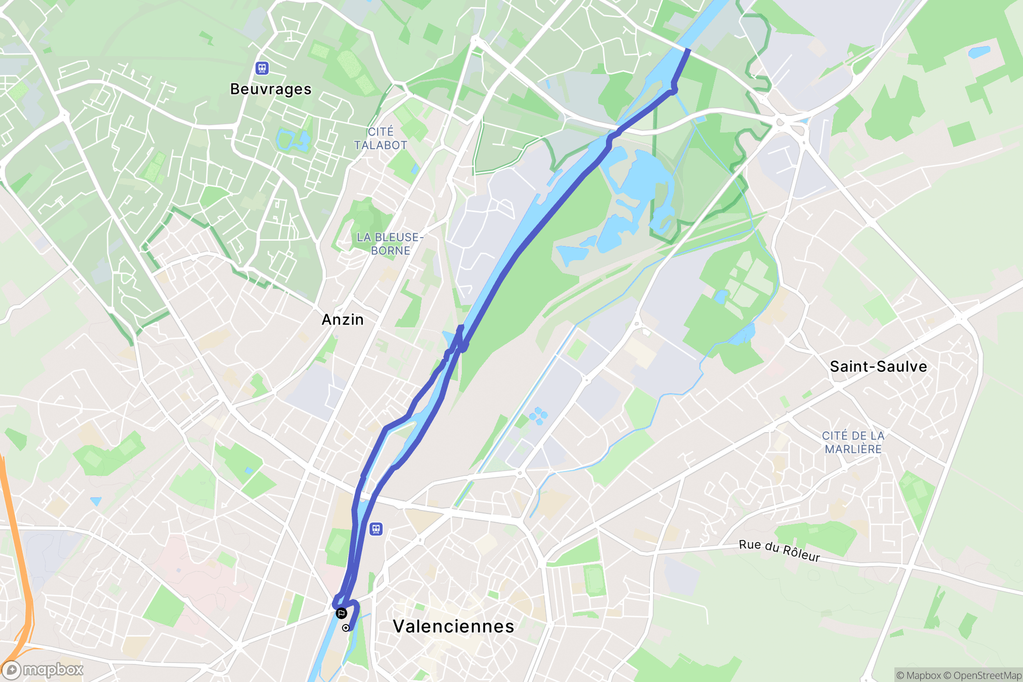 Valenciennes : carte du parcours de randonnée - France